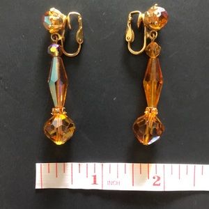 Gorgeous Holographic Amber Beaded Clip-on Earrings